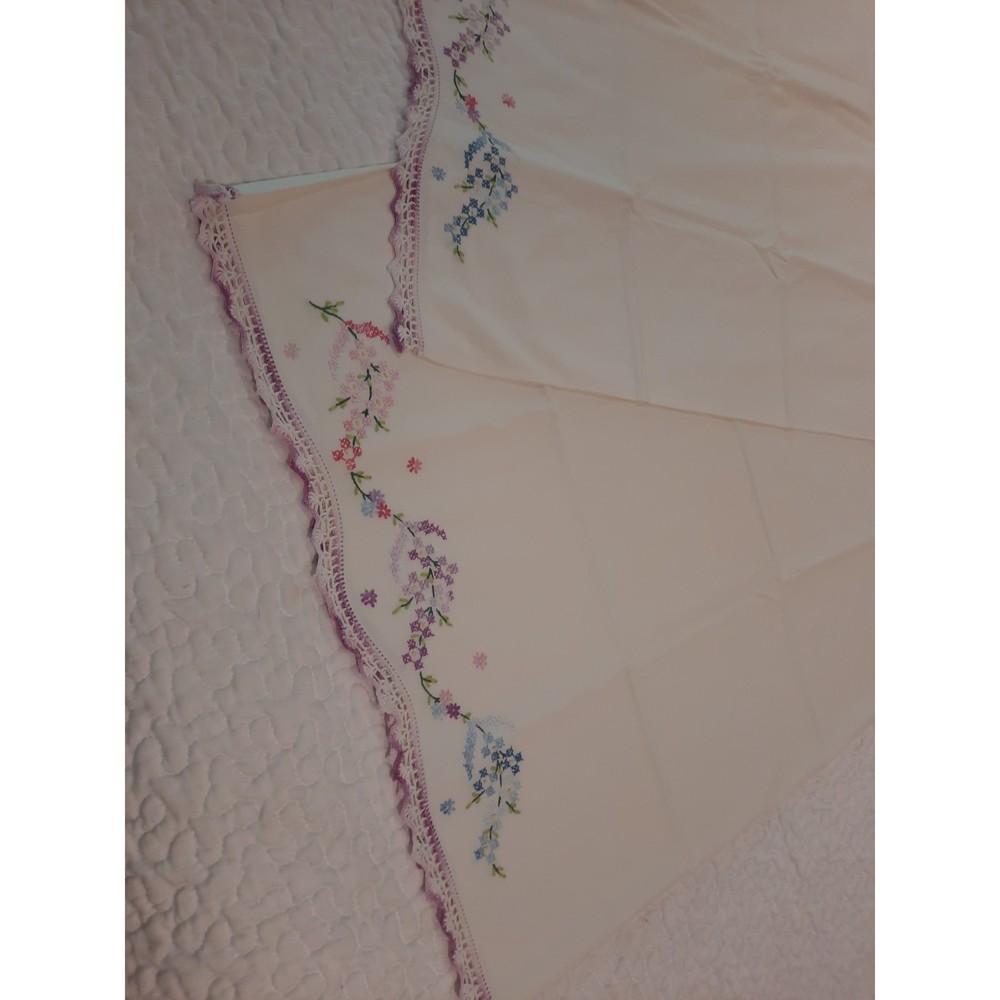 Vintage Embroidered and Crocheted Pillow Cases